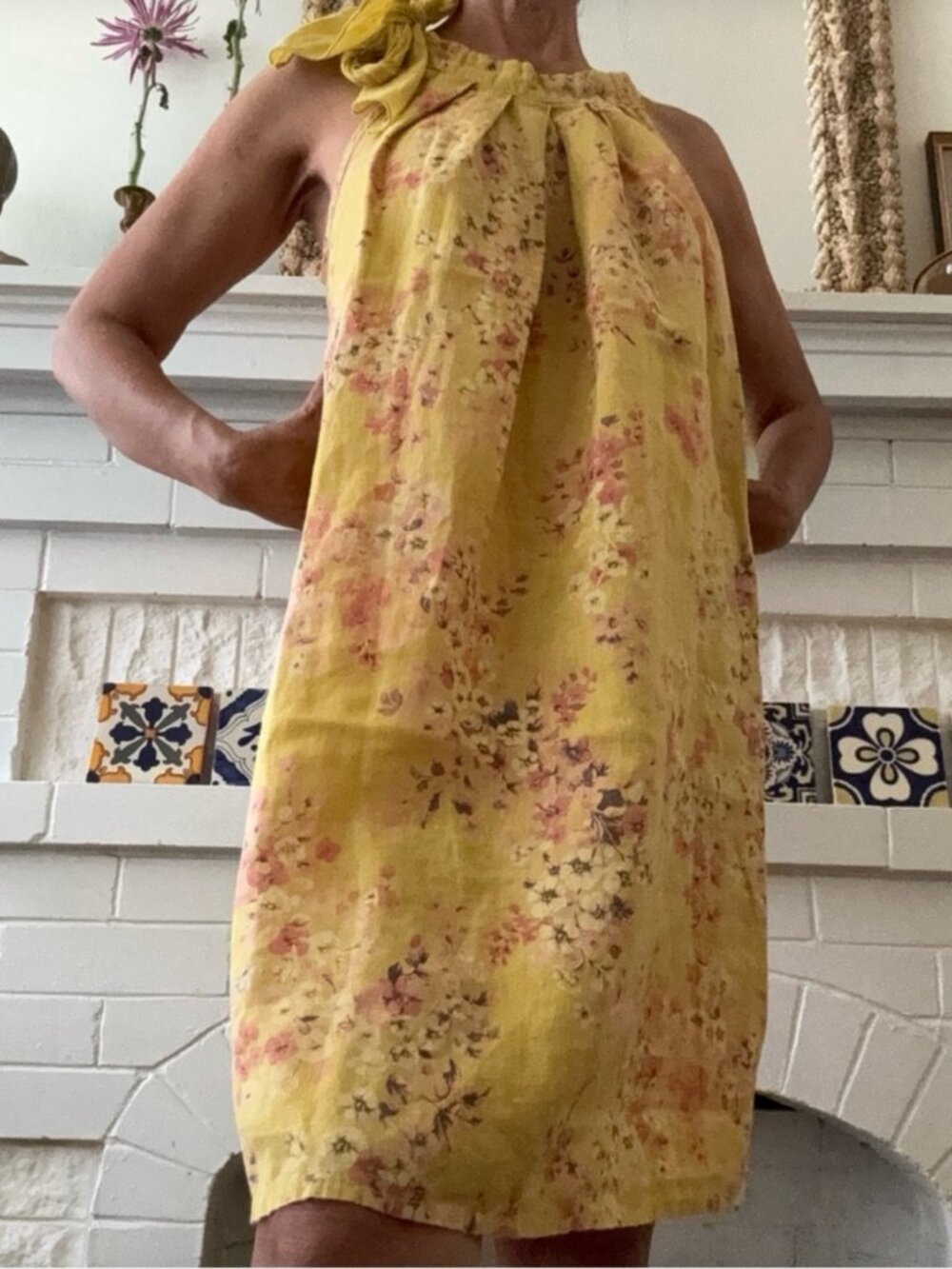 Bellambra Italian Linen Floral Dress Size Small